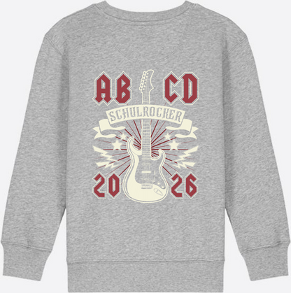 Sweatshirt Einschulung: ABCD Schulrocker mit Name - Heather Grey