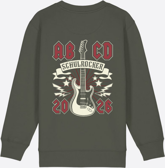 Sweatshirt Einschulung: ABCD Schulrocker mit Name - Khaki