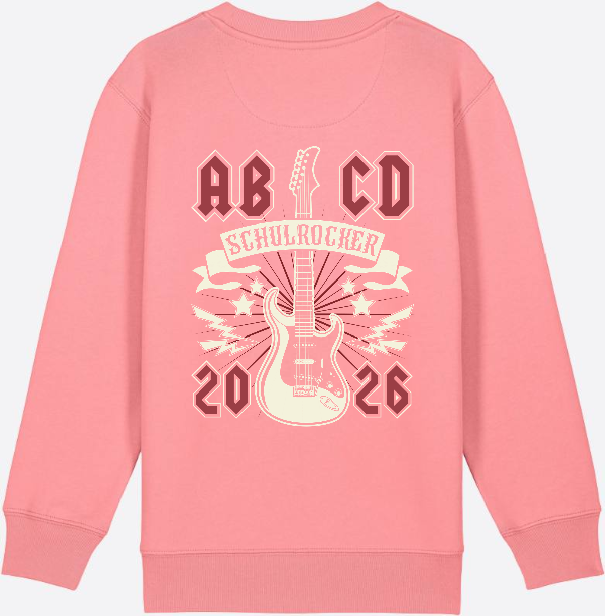 Sweatshirt Einschulung: ABCD Schulrocker mit Name - Pink Joy