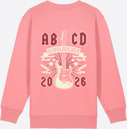 Sweatshirt Einschulung: ABCD Schulrocker mit Name - Pink Joy