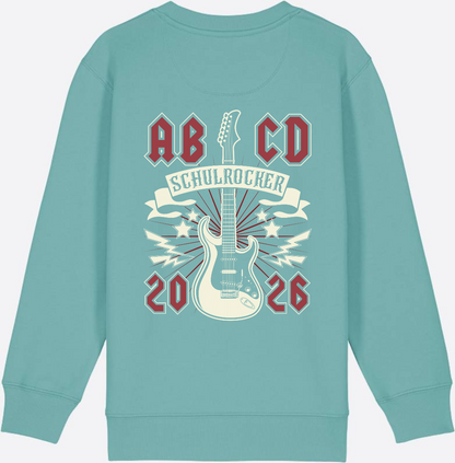 Sweatshirt Einschulung: ABCD Schulrocker mit Name - Teal Monstera