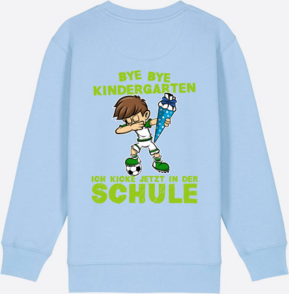 Sweatshirt Einschulung: Bye Bye Kindergarten Fußball Dabbing Junge - Blue Soul