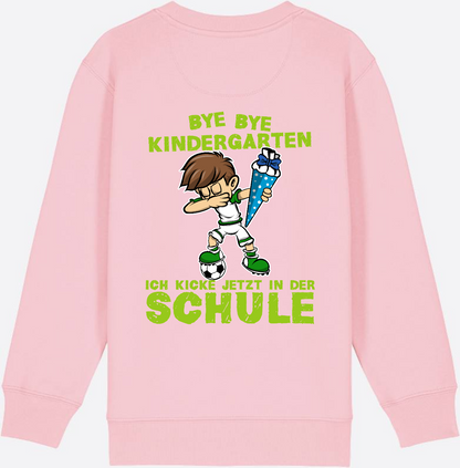 Sweatshirt Einschulung: Bye Bye Kindergarten Fußball Dabbing Junge - Cotton Pink