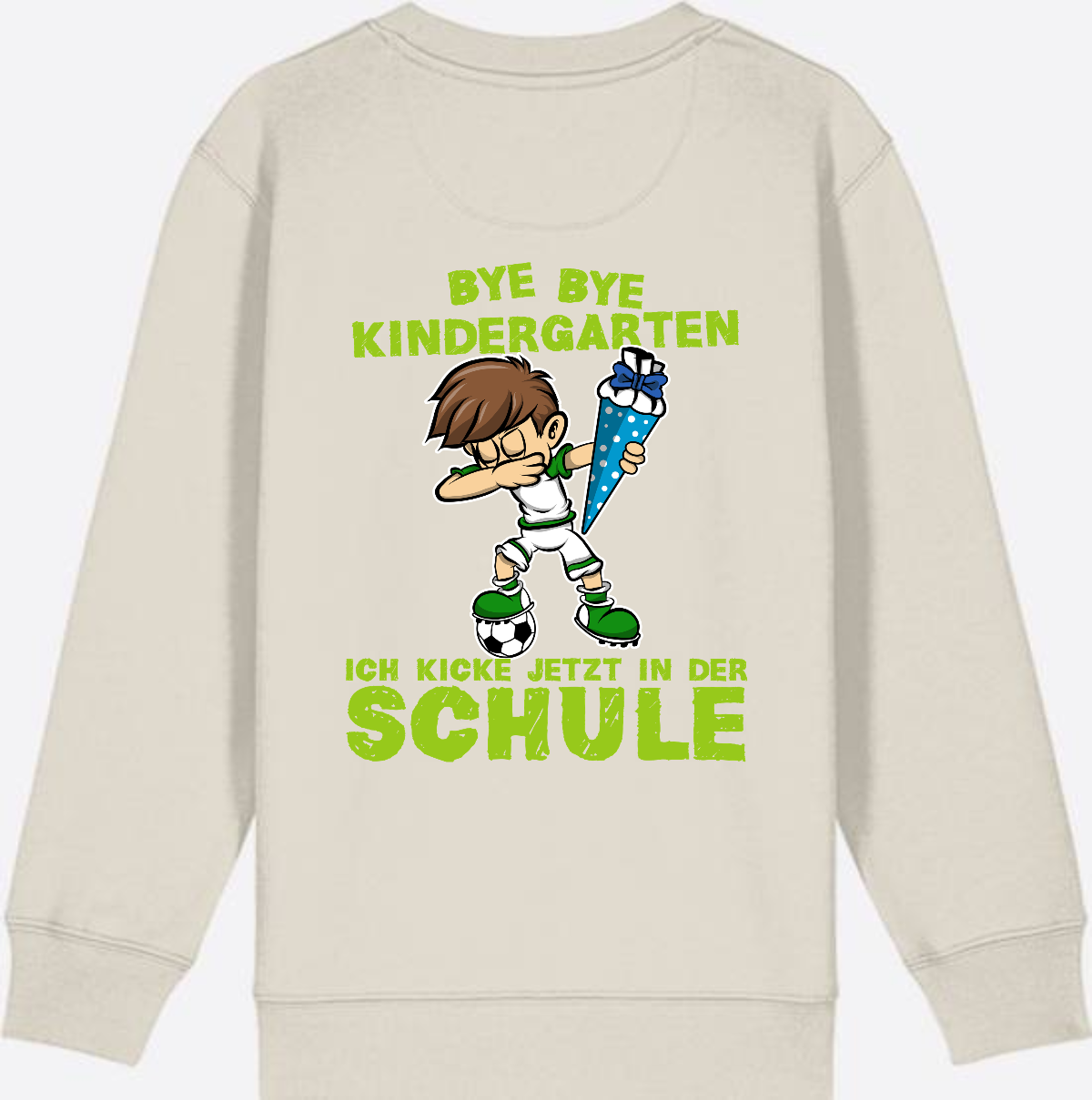 Sweatshirt Einschulung: Bye Bye Kindergarten Fußball Dabbing Junge - Eco Heather