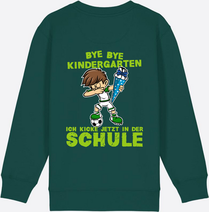 Sweatshirt Einschulung: Bye Bye Kindergarten Fußball Dabbing Junge - Glazed Green