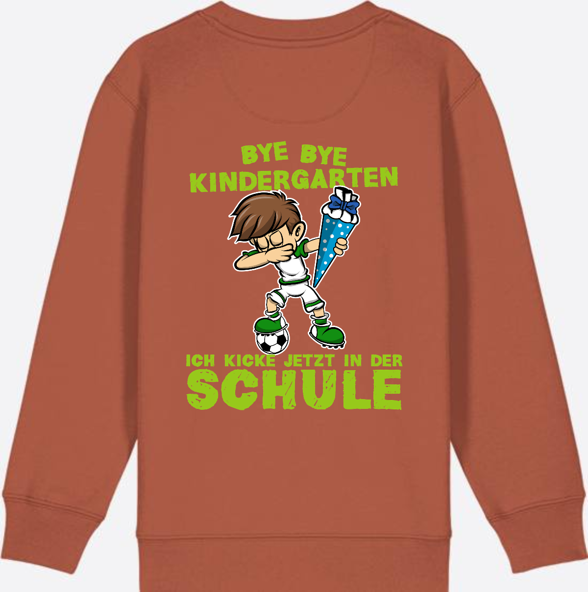 Sweatshirt Einschulung: Bye Bye Kindergarten Fußball Dabbing Junge - Heritage Brown
