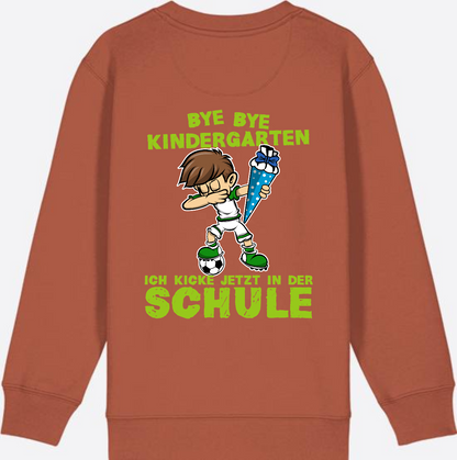 Sweatshirt Einschulung: Bye Bye Kindergarten Fußball Dabbing Junge - Heritage Brown