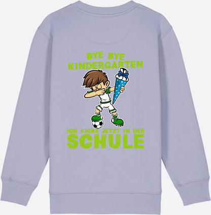 Sweatshirt Einschulung: Bye Bye Kindergarten Fußball Dabbing Junge - Lavender