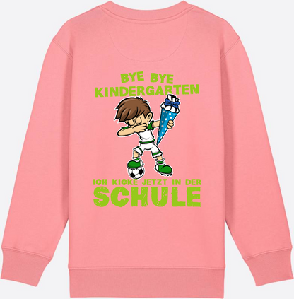 Sweatshirt Einschulung: Bye Bye Kindergarten Fußball Dabbing Junge - Pink Joy