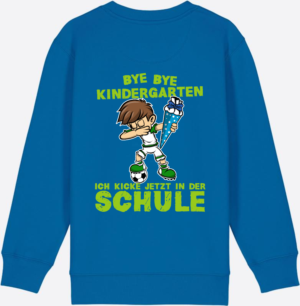Sweatshirt Einschulung: Bye Bye Kindergarten Fußball Dabbing Junge - Royal Blue