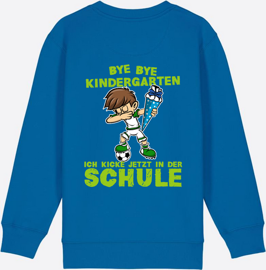 Sweatshirt Einschulung: Bye Bye Kindergarten Fußball Dabbing Junge - Royal Blue