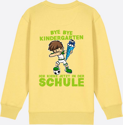 Sweatshirt Einschulung: Bye Bye Kindergarten Fußball Dabbing Junge - Viva Yellow