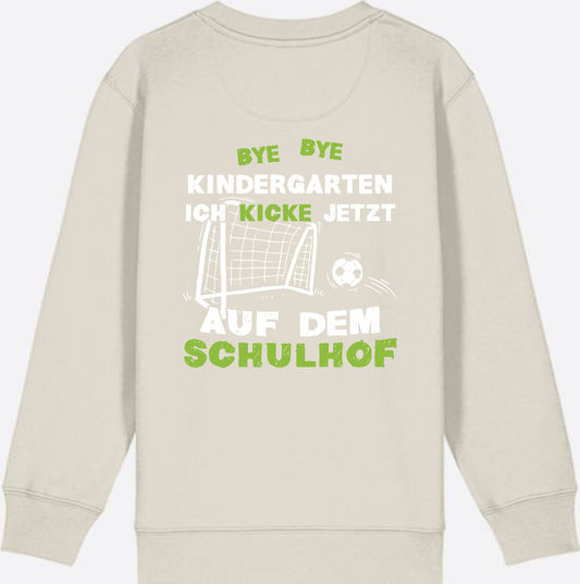 Sweatshirt Einschulung: Bye Bye Kindergarten – Fußball Schulkind - Eco Heather