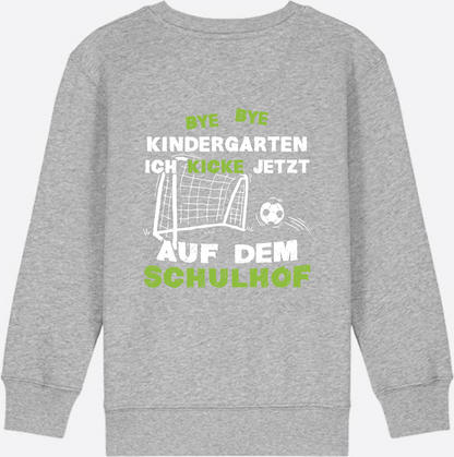 Sweatshirt Einschulung: Bye Bye Kindergarten – Fußball Schulkind - Heather Grey
