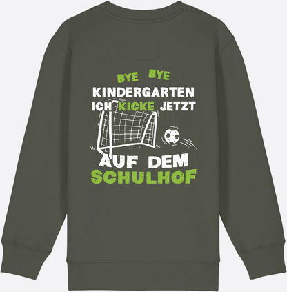 Sweatshirt Einschulung: Bye Bye Kindergarten – Fußball Schulkind - Khaki