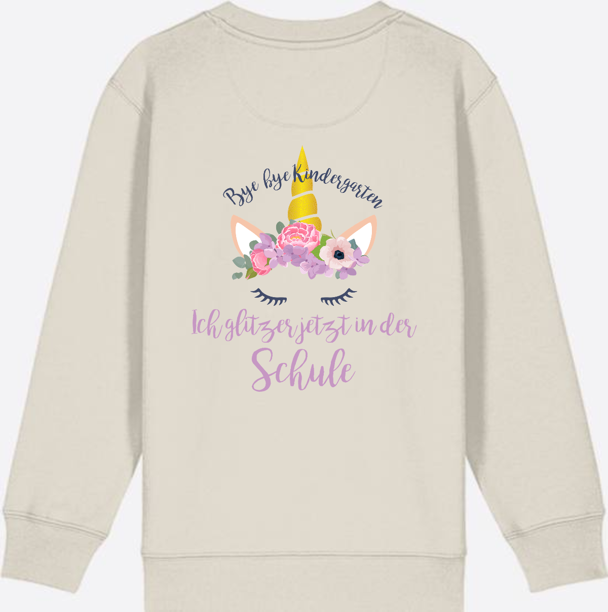 Sweatshirt Einschulung – Bye Bye Kindergarten Glitzer & Blumen - Eco Heather