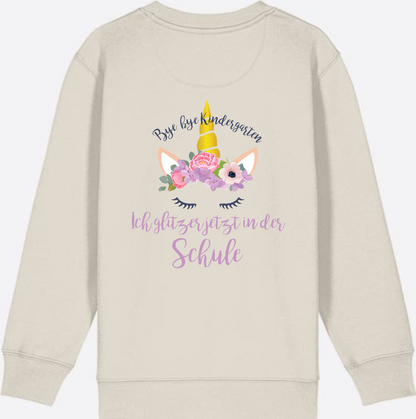 Sweatshirt Einschulung – Bye Bye Kindergarten Glitzer & Blumen - Eco Heather