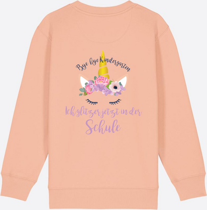 Sweatshirt Einschulung – Bye Bye Kindergarten Glitzer & Blumen - Fraiche Peche