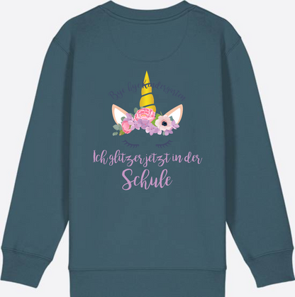 Sweatshirt Einschulung – Bye Bye Kindergarten Glitzer & Blumen - Stargazer