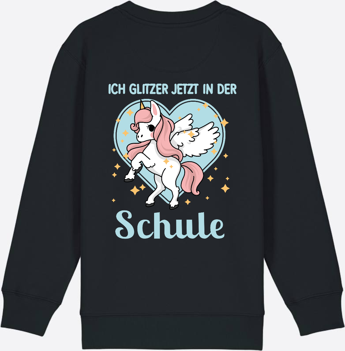 Sweatshirt Einschulung: Einhorn - Ich glitzer jetzt in der Schule - Black