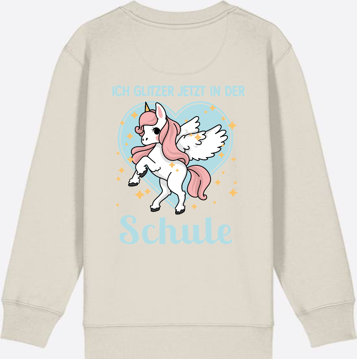 Sweatshirt Einschulung: Einhorn - Ich glitzer jetzt in der Schule - Eco Heather