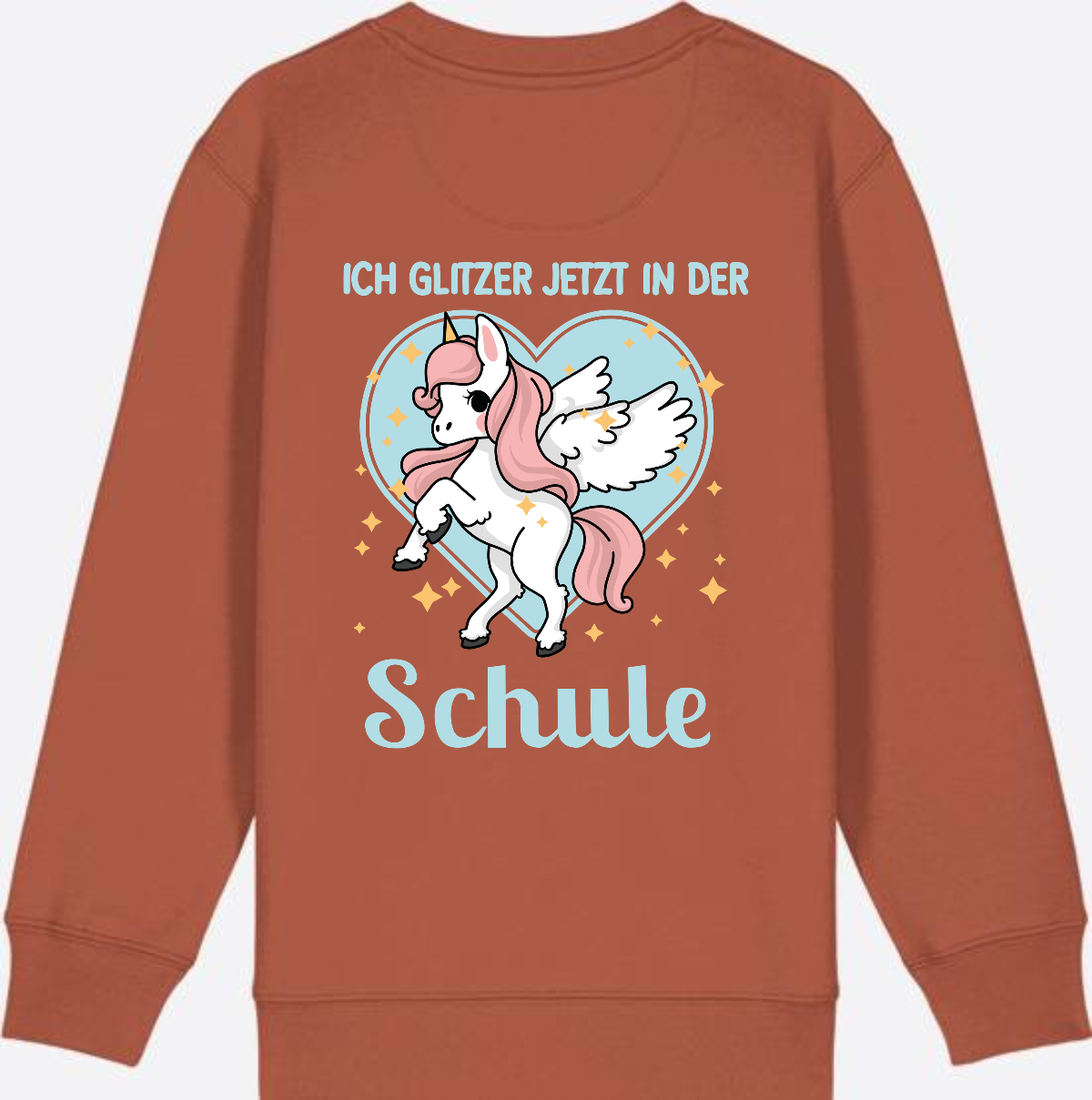 Sweatshirt Einschulung: Einhorn - Ich glitzer jetzt in der Schule - Heritage Brown