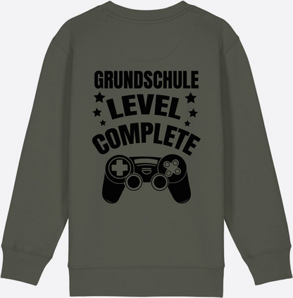 Sweatshirt Einschulung: Grundschule Level Complete personalisiert - Khaki