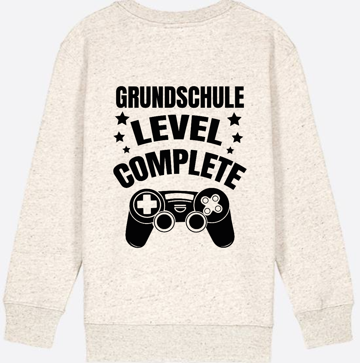 Sweatshirt Einschulung: Grundschule Level Complete personalisiert - Natural Raw