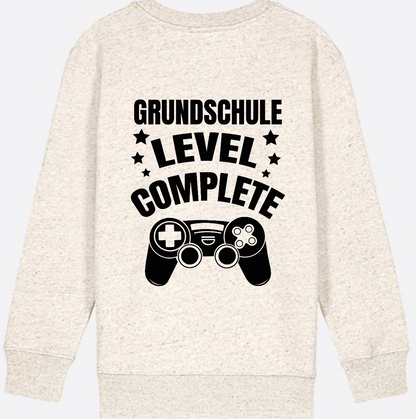 Sweatshirt Einschulung: Grundschule Level Complete personalisiert - Natural Raw