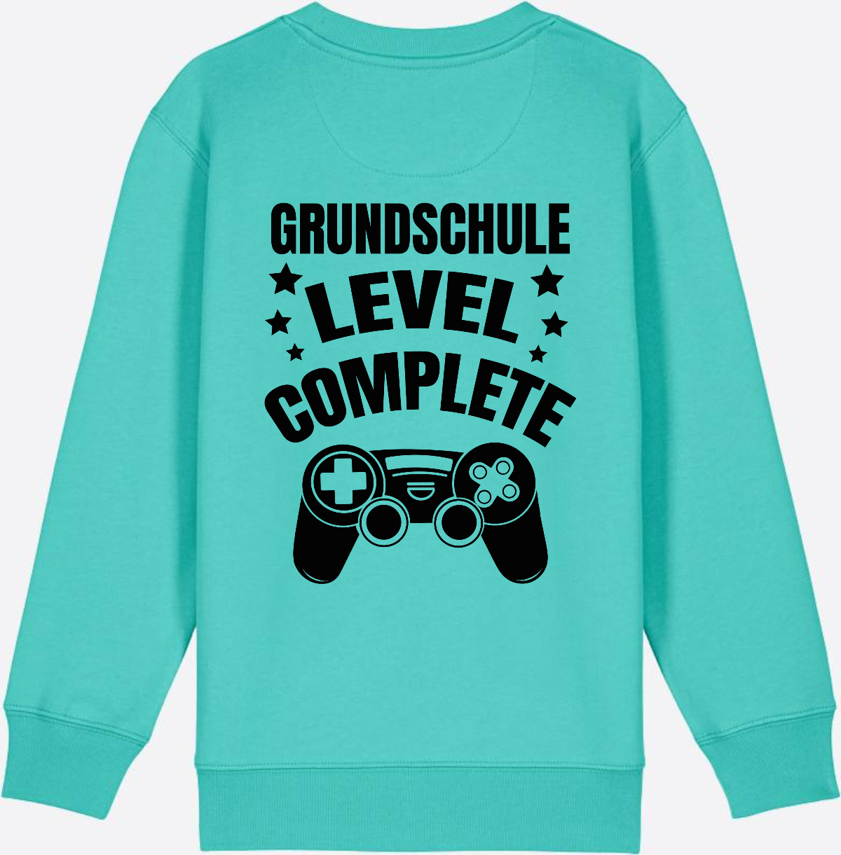 Sweatshirt Einschulung: Grundschule Level Complete personalisiert - Pool Blue