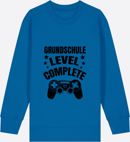 Sweatshirt Einschulung: Grundschule Level Complete personalisiert - Royal Blue Herzseite