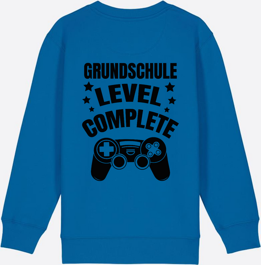 Sweatshirt Einschulung: Grundschule Level Complete personalisiert - Royal Blue