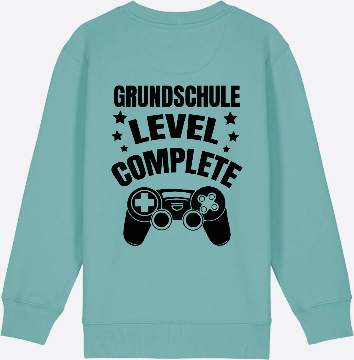 Sweatshirt Einschulung: Grundschule Level Complete personalisiert - Teal Monstera