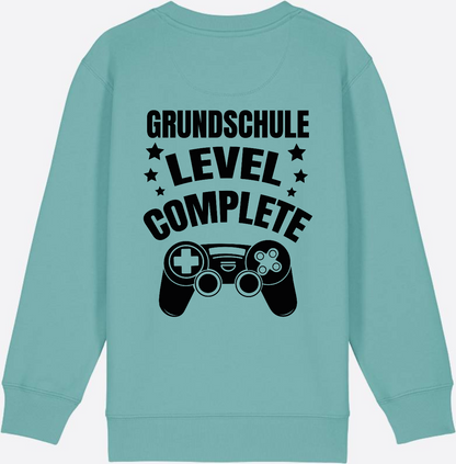 Sweatshirt Einschulung: Grundschule Level Complete personalisiert - Teal Monstera