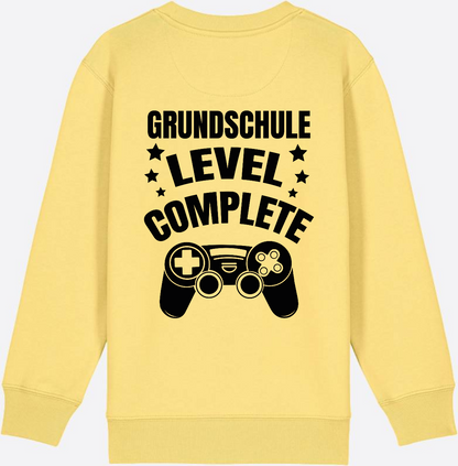 Sweatshirt Einschulung: Grundschule Level Complete personalisiert - Viva Yellow