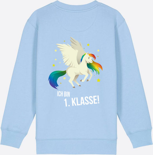 Sweatshirt Einschulung: Ich bin 1. Klasse mit Wunschnamen - Blue Soul