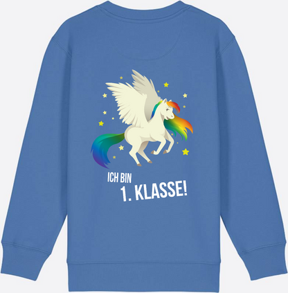 Sweatshirt Einschulung: Ich bin 1. Klasse mit Wunschnamen - Bright Blue