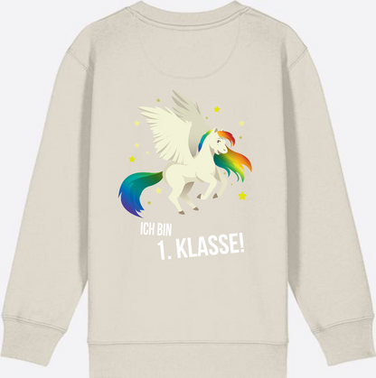 Sweatshirt Einschulung: Ich bin 1. Klasse mit Wunschnamen - Eco Heather