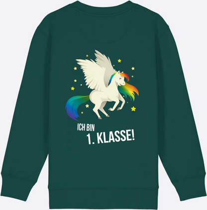 Sweatshirt Einschulung: Ich bin 1. Klasse mit Wunschnamen - Glazed Green