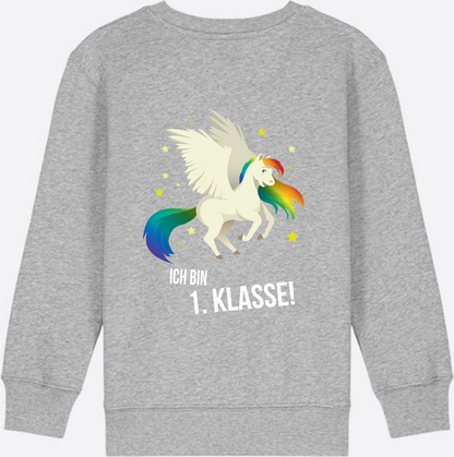 Sweatshirt Einschulung: Ich bin 1. Klasse mit Wunschnamen - Heather Grey
