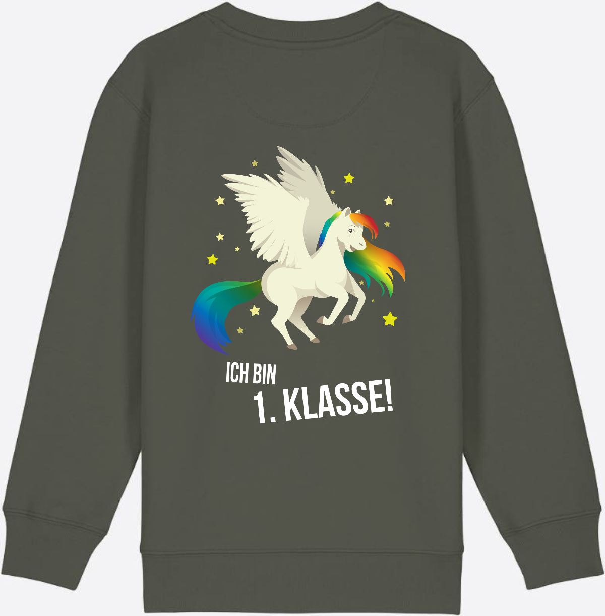 Sweatshirt Einschulung: Ich bin 1. Klasse mit Wunschnamen - Khaki