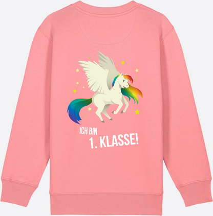 Sweatshirt Einschulung: Ich bin 1. Klasse mit Wunschnamen - Pink Joy