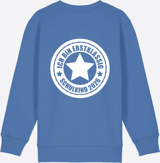Sweatshirt Einschulung: Ich bin erstklassig – Schulkind 2026 - Bright Blue