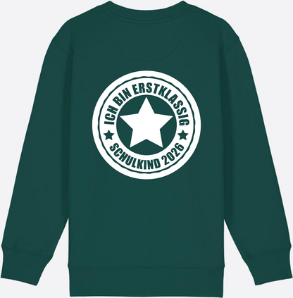 Sweatshirt Einschulung: Ich bin erstklassig – Schulkind 2026 - Glazed Green