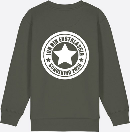 Sweatshirt Einschulung: Ich bin erstklassig – Schulkind 2026 - Khaki