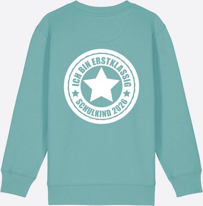 Sweatshirt Einschulung: Ich bin erstklassig – Schulkind 2026 - Teal Monstera