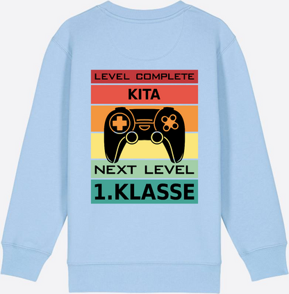 Sweatshirt Einschulung: Next Level 1. Klasse mit Wunschnamen - Blue Soul