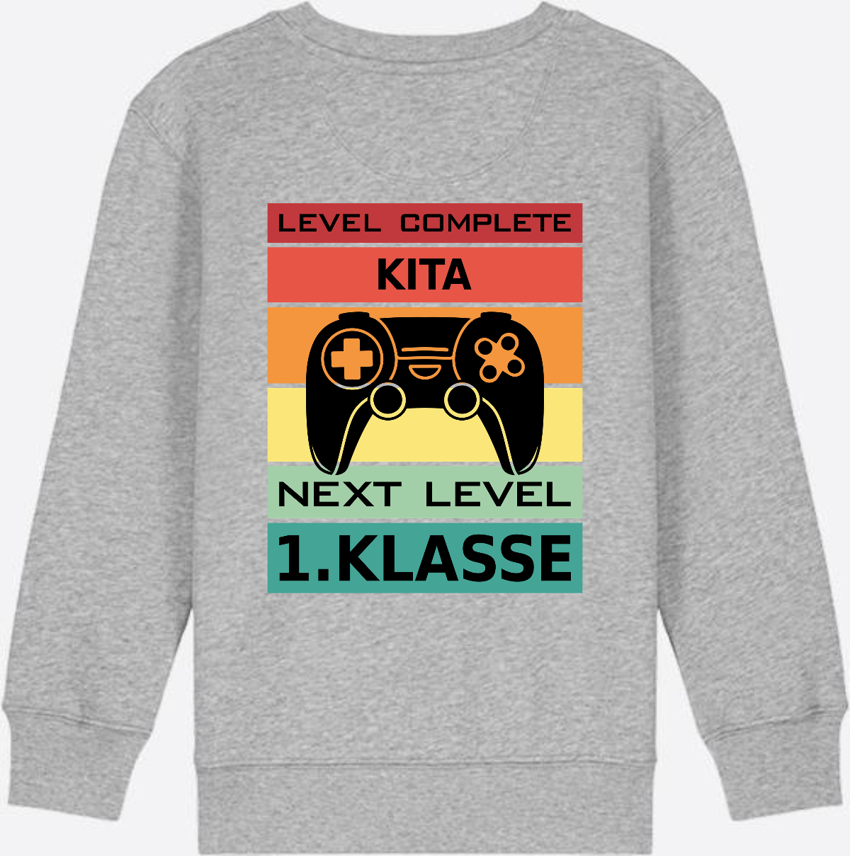 Sweatshirt Einschulung: Next Level 1. Klasse mit Wunschnamen - Heather Grey