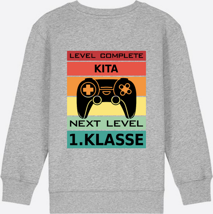 Sweatshirt Einschulung: Next Level 1. Klasse mit Wunschnamen - Heather Grey