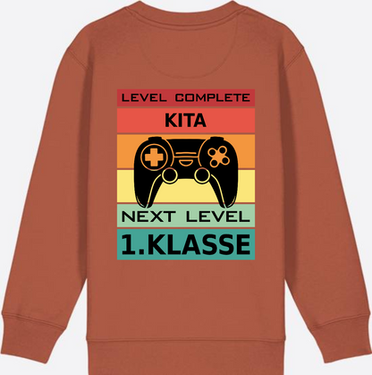 Sweatshirt Einschulung: Next Level 1. Klasse mit Wunschnamen - Heritage Brown